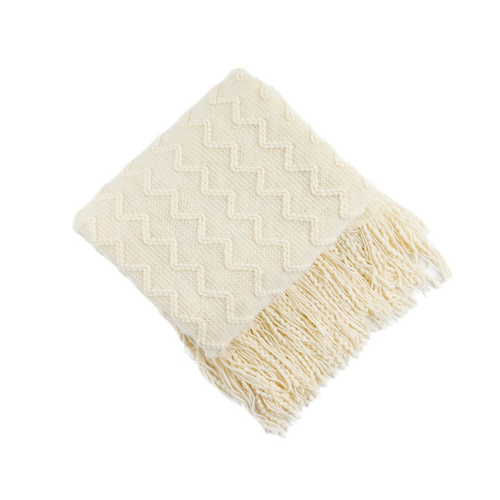 Textured Woven Throw Blanket with Fringe Bowlift