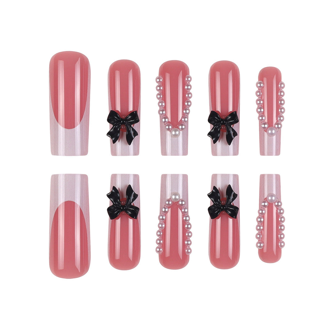 Decorative Long Press-On Nail Art Bowlift