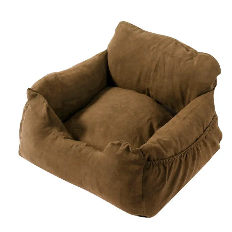 Cushioned Striped Pet Armchair Dog Bed