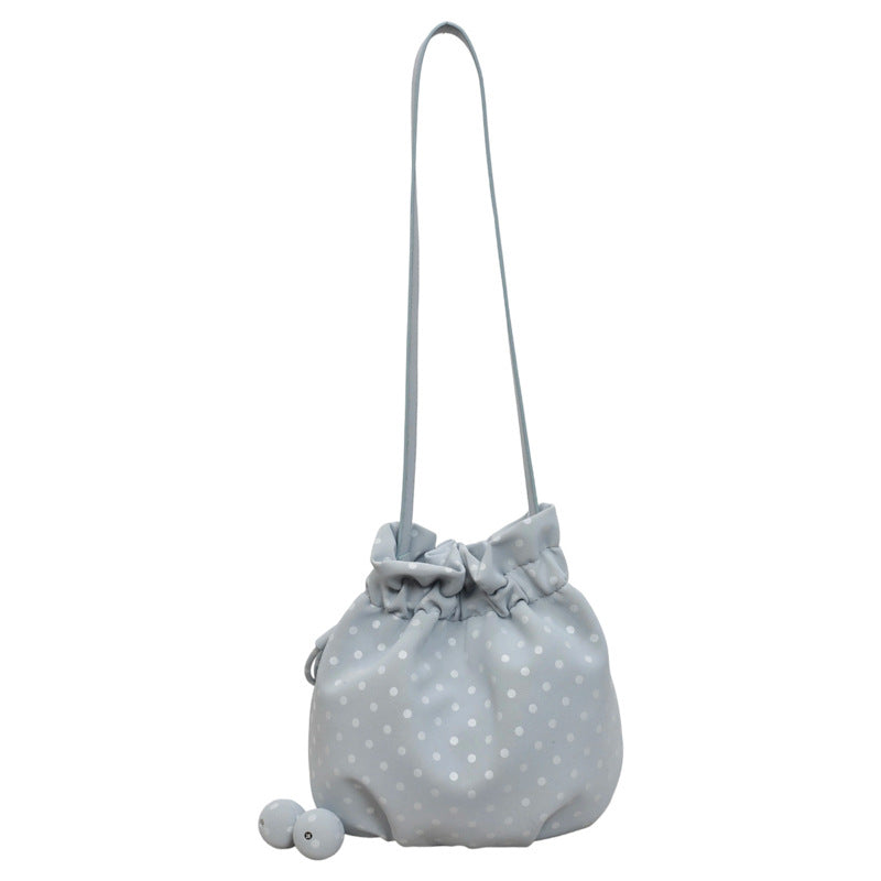 Playful Polka Dot Drawstring Crossbody Bag Bowlift