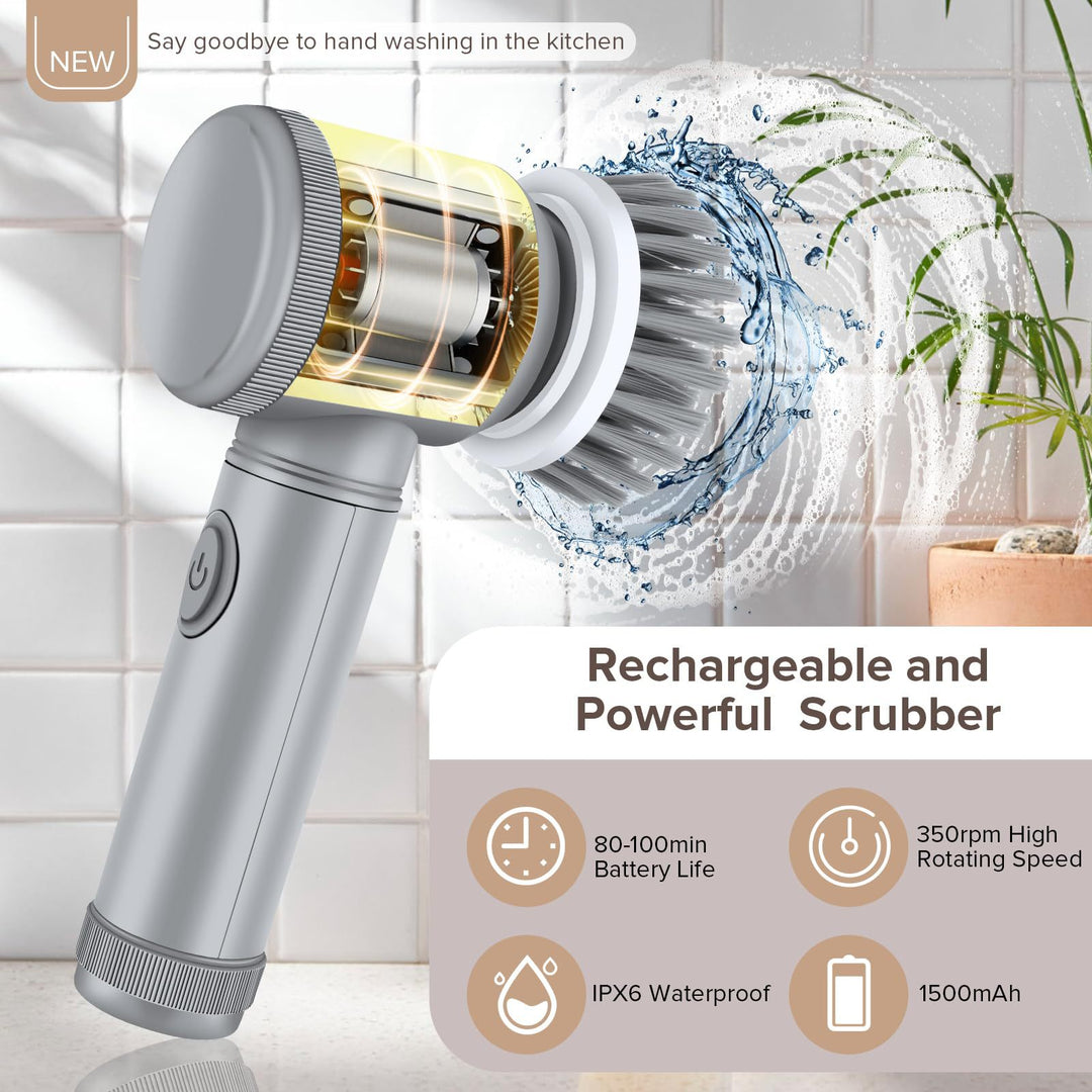 Cordless Electric Scrub Brush Kit With Interchangeable Heads