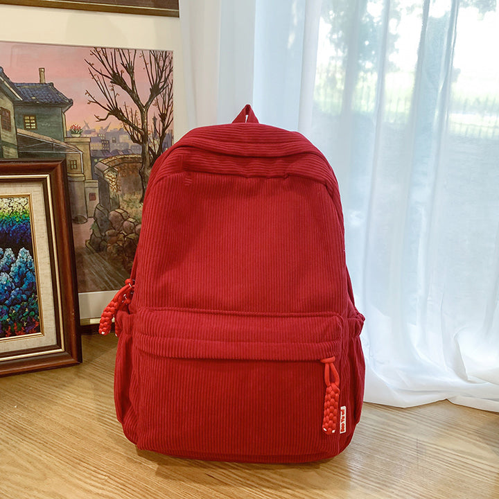 Corduroy Textured Backpack Bowlift