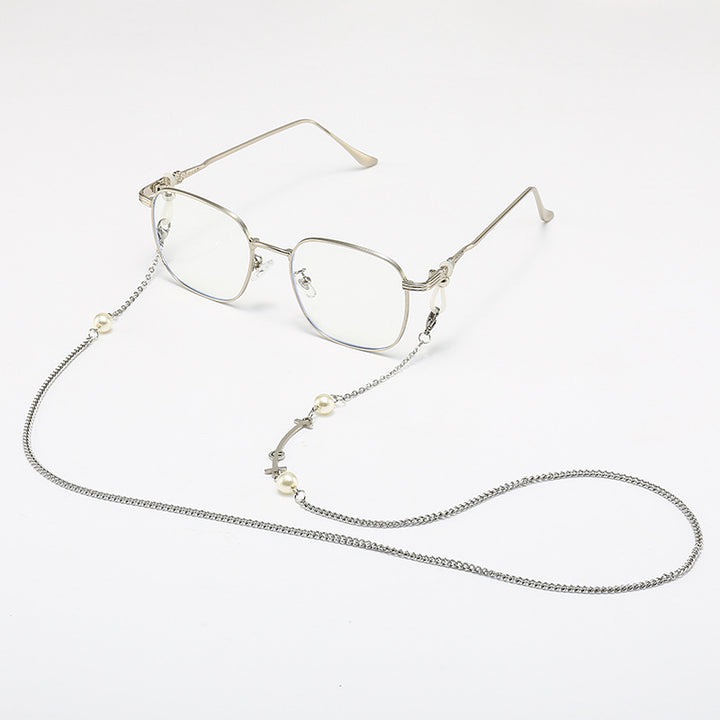Chic Square Frame Glasses with Decorative Chain Bowlift