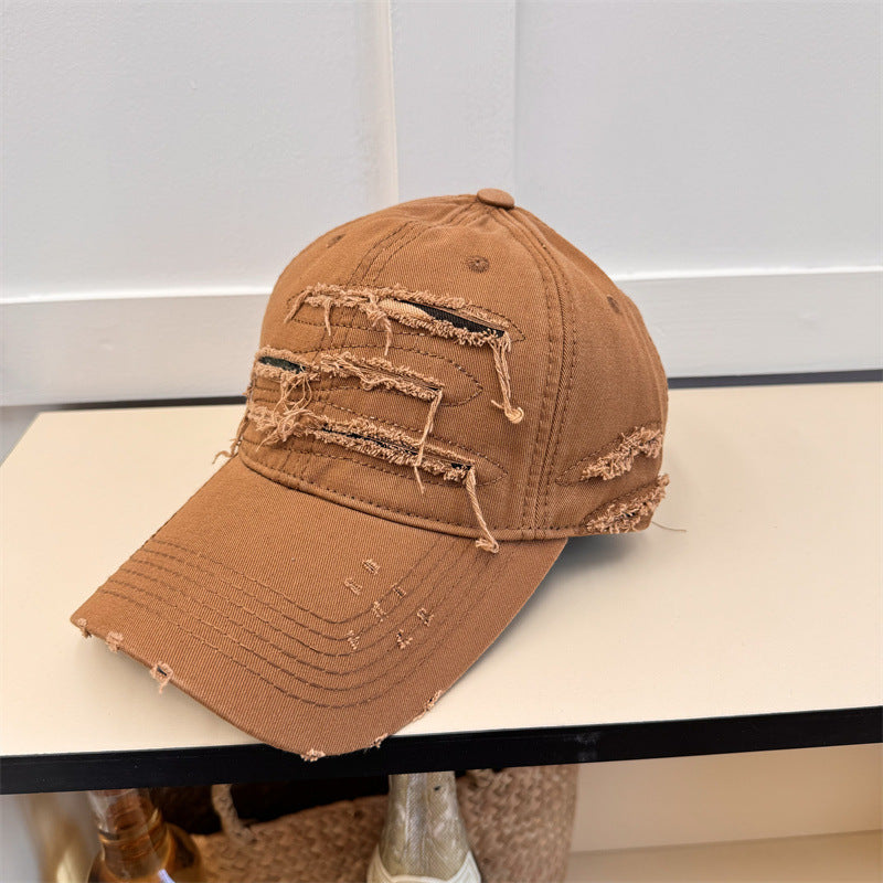 Men's Distressed Denim Baseball Cap Bowlift