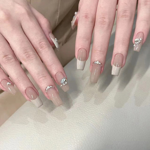 Premium Rhinestone-Decorated Press-On Nail Tips Bowlift