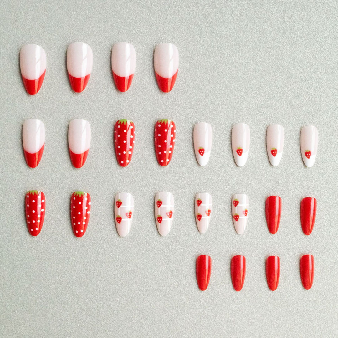 Strawberry-Themed Nail Art