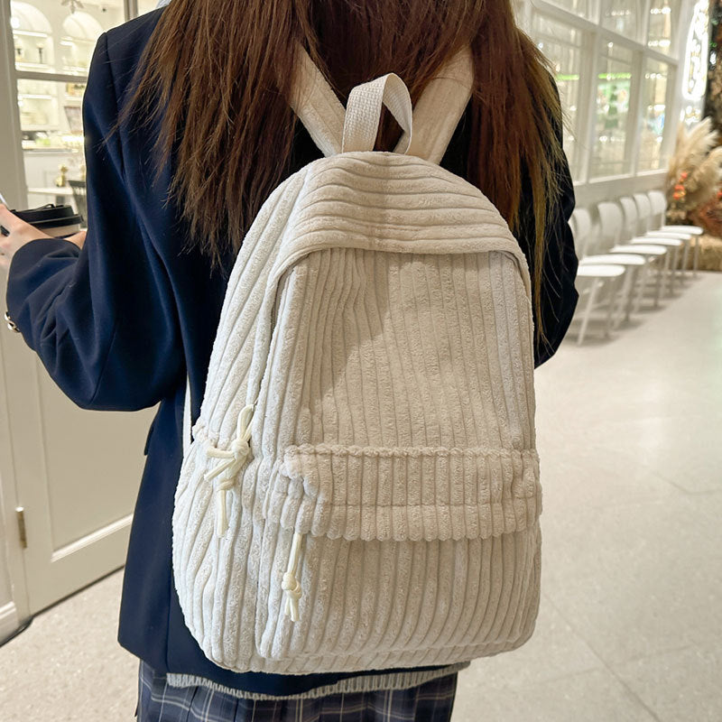 Textured Ribbed Casual Backpack Bowlift