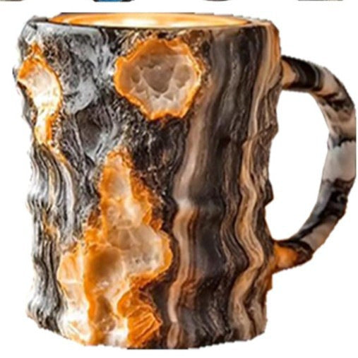 Hand-Carved Natural Agate Geode Coffee Mug With Polished Rim And Crystalline Interior