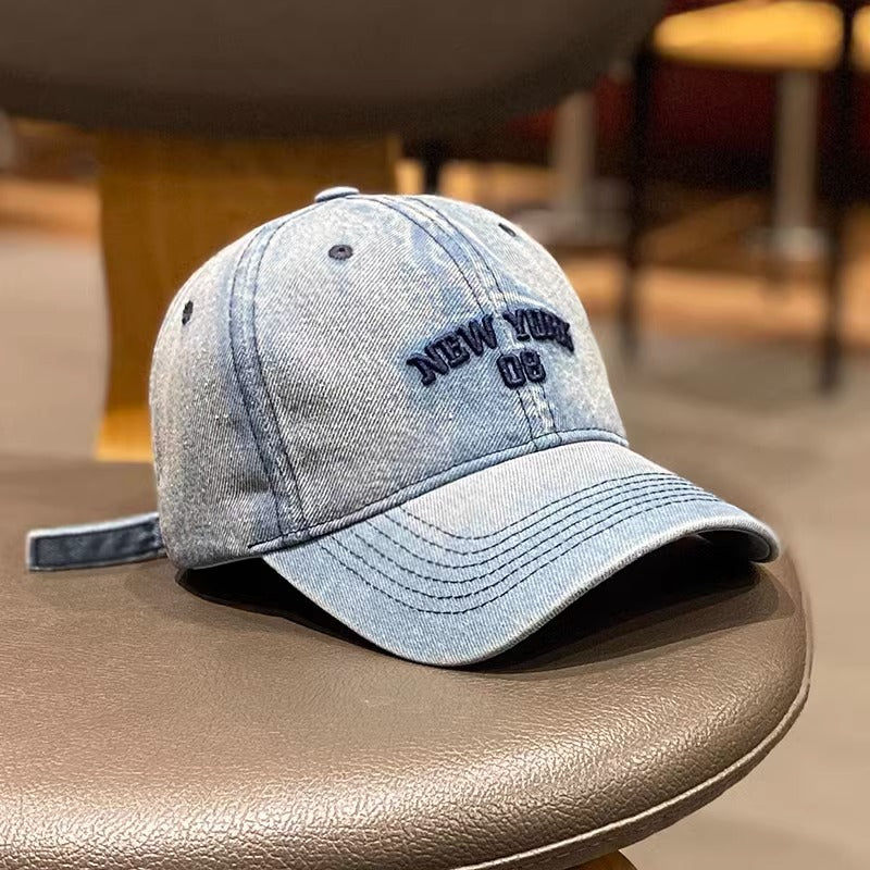 Women's Vintage-Inspired Denim Baseball Cap Bowlift