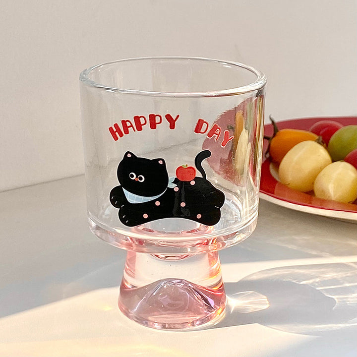 Glass chalice with cheerful cat motif Bowlift