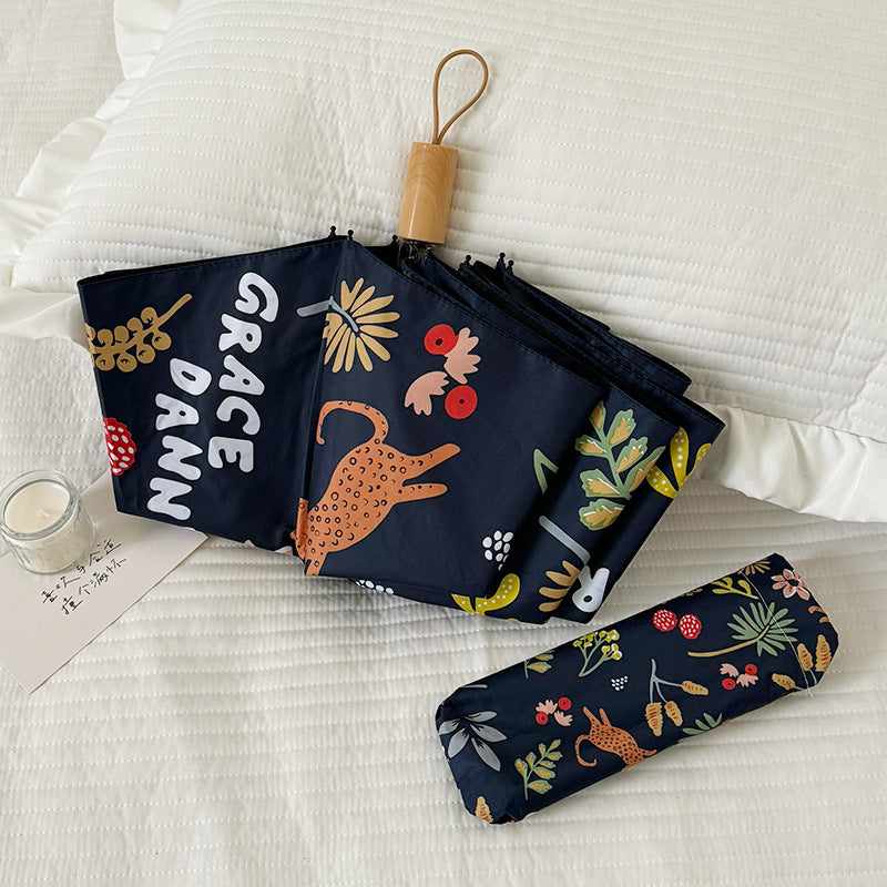 Women Folding Umbrella with Striking Flower Pattern Bowlift