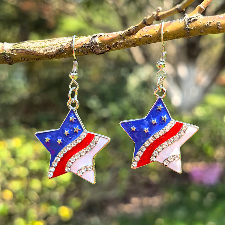 Women's hanging star earrings with enamel and crystal embellishments Bowlift