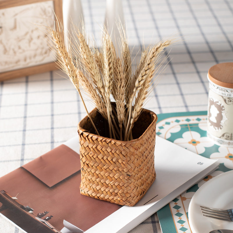 Handcrafted Square Wicker Storage Container Bowlift