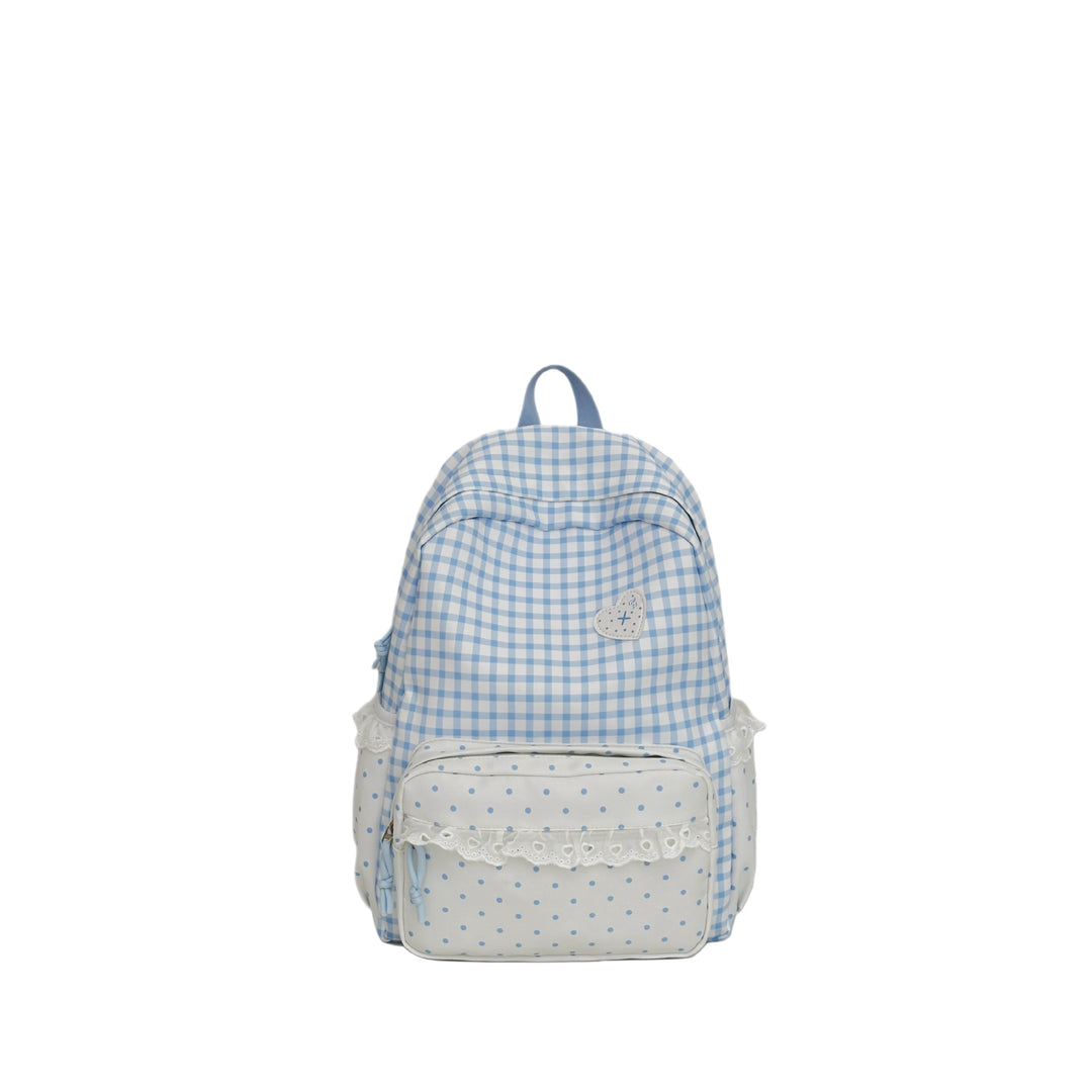 Whimsical Gingham Pattern Backpack Bowlift
