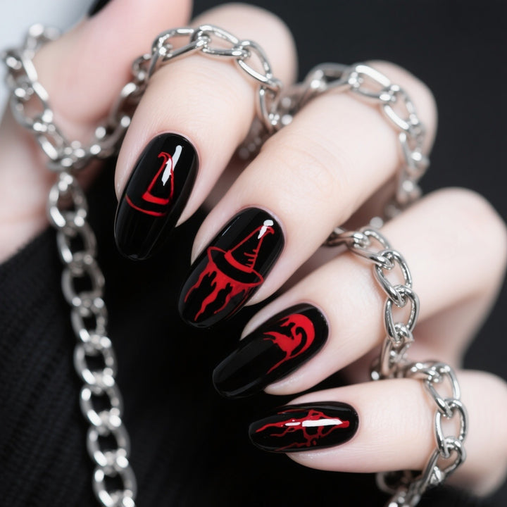 Artificial nails with creepy skull design Bowlift
