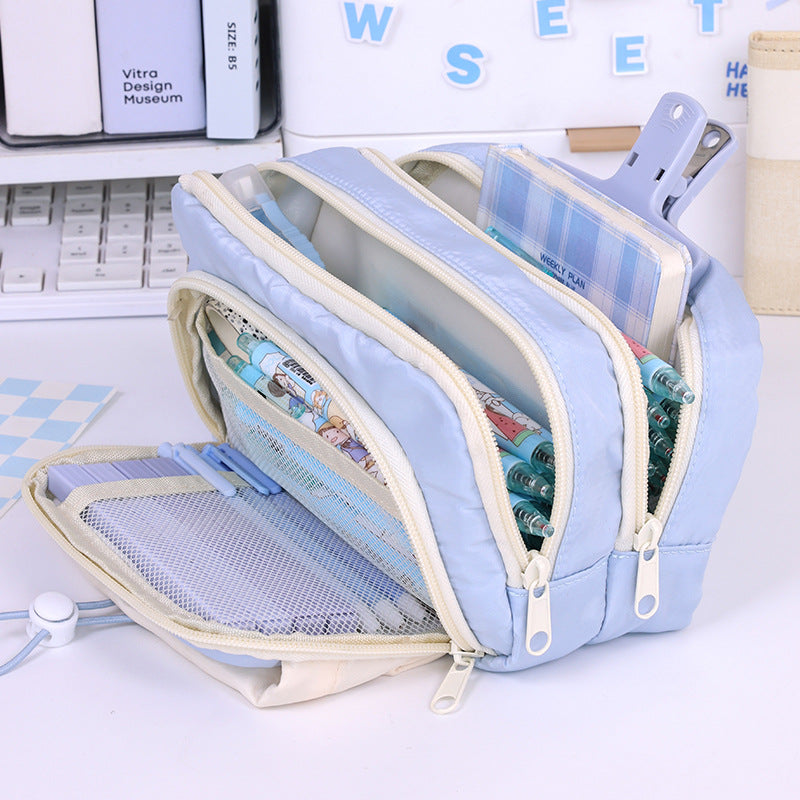 Multifunctional Cosmetic Pouch With Multiple Compartments And Practical Zipper Bowlift