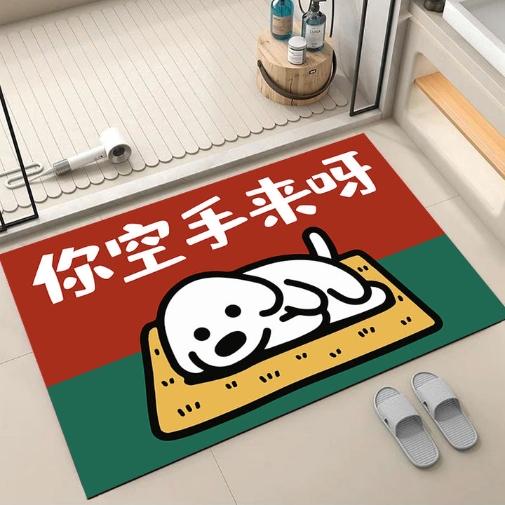 Cartoon Dog-Themed Welcome Mat Bowlift