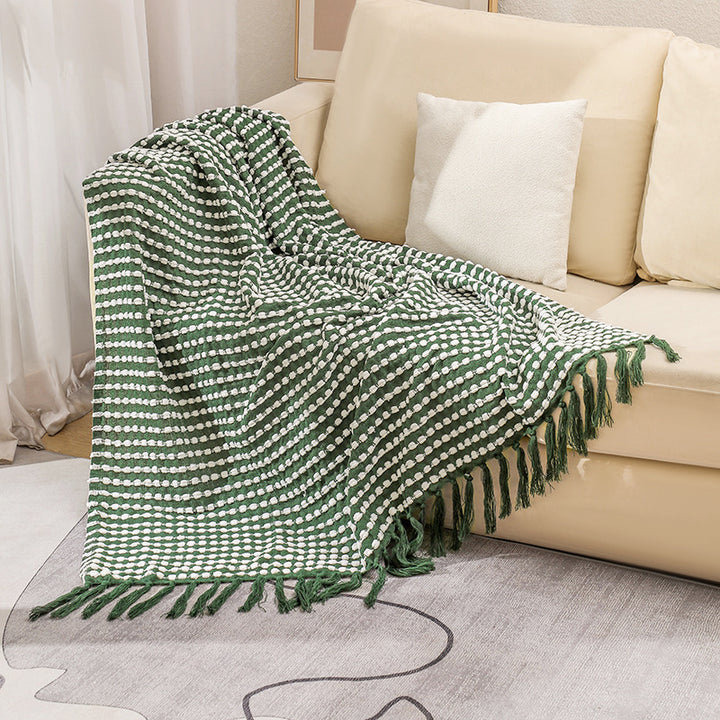 Textured Cotton Throw Blanket Bowlift
