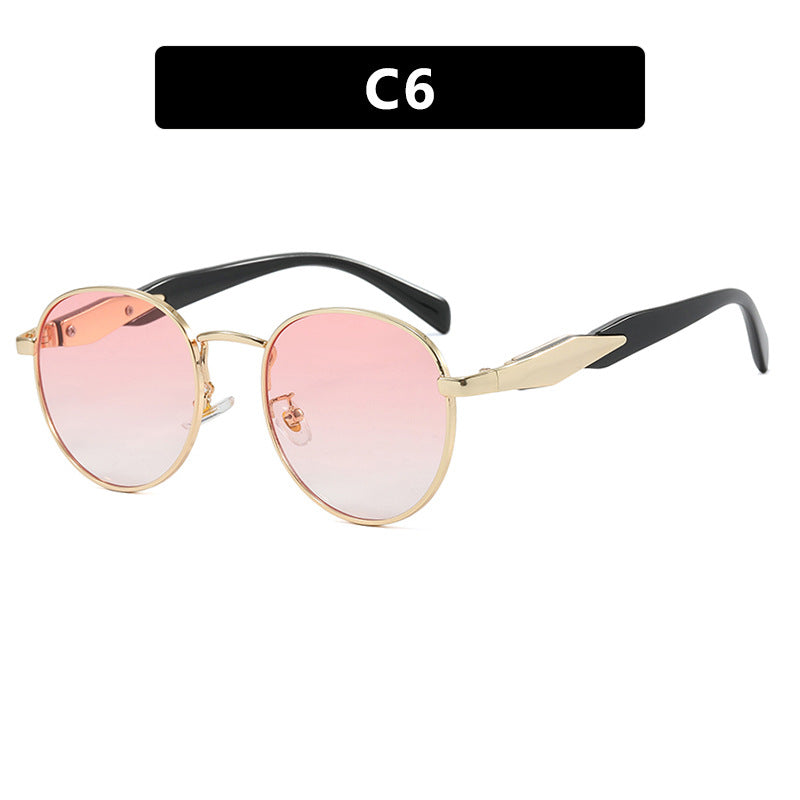 Women's round sunglasses with elegant golden frame and UV protection Bowlift