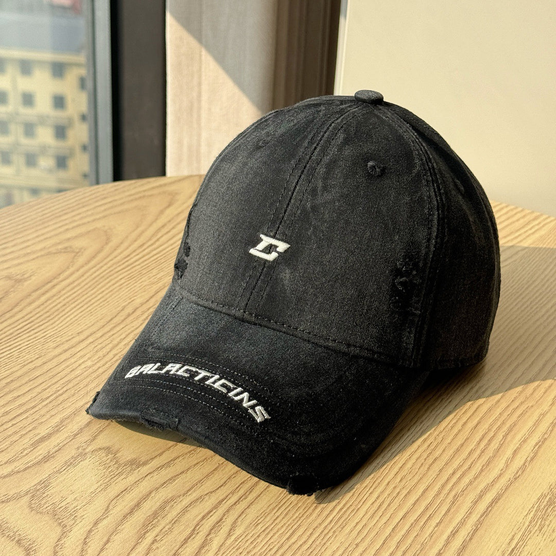 Men's Distressed Denim Baseball Cap Bowlift