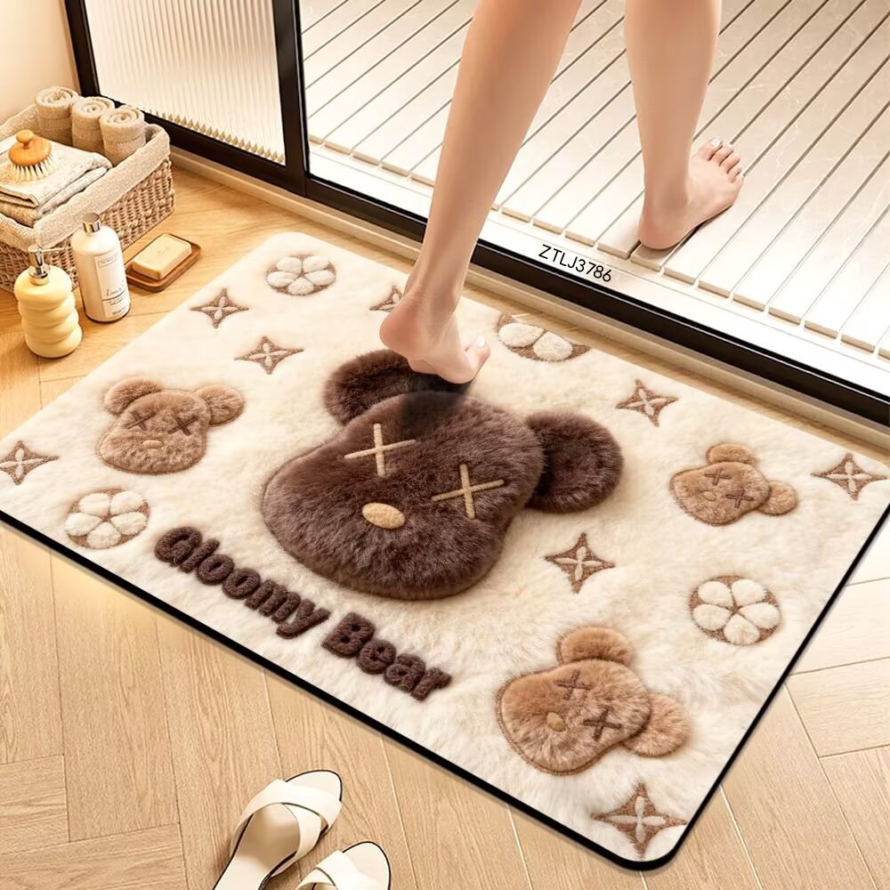 Plush Cartoon Themed Bath Mat Bowlift