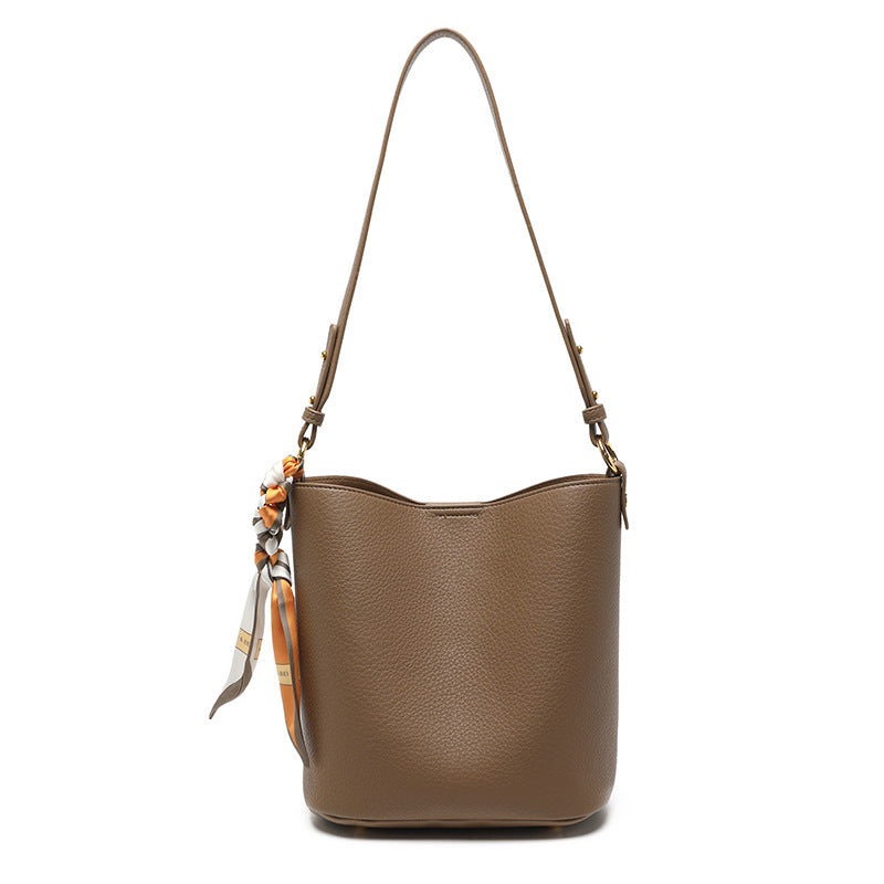 Textured Leather Bucket Bag Bowlift