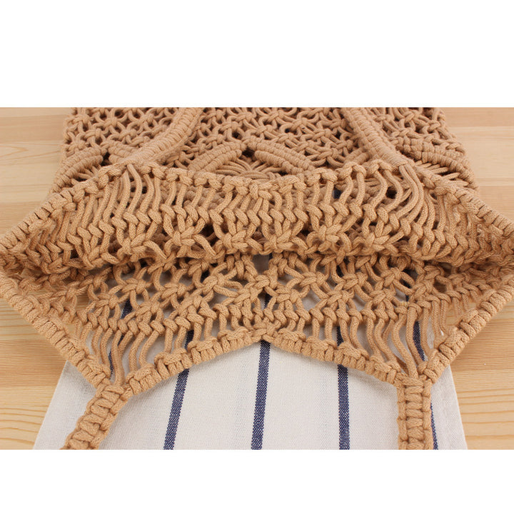 Macrame Tote Bag with Decorative Fringes Bowlift