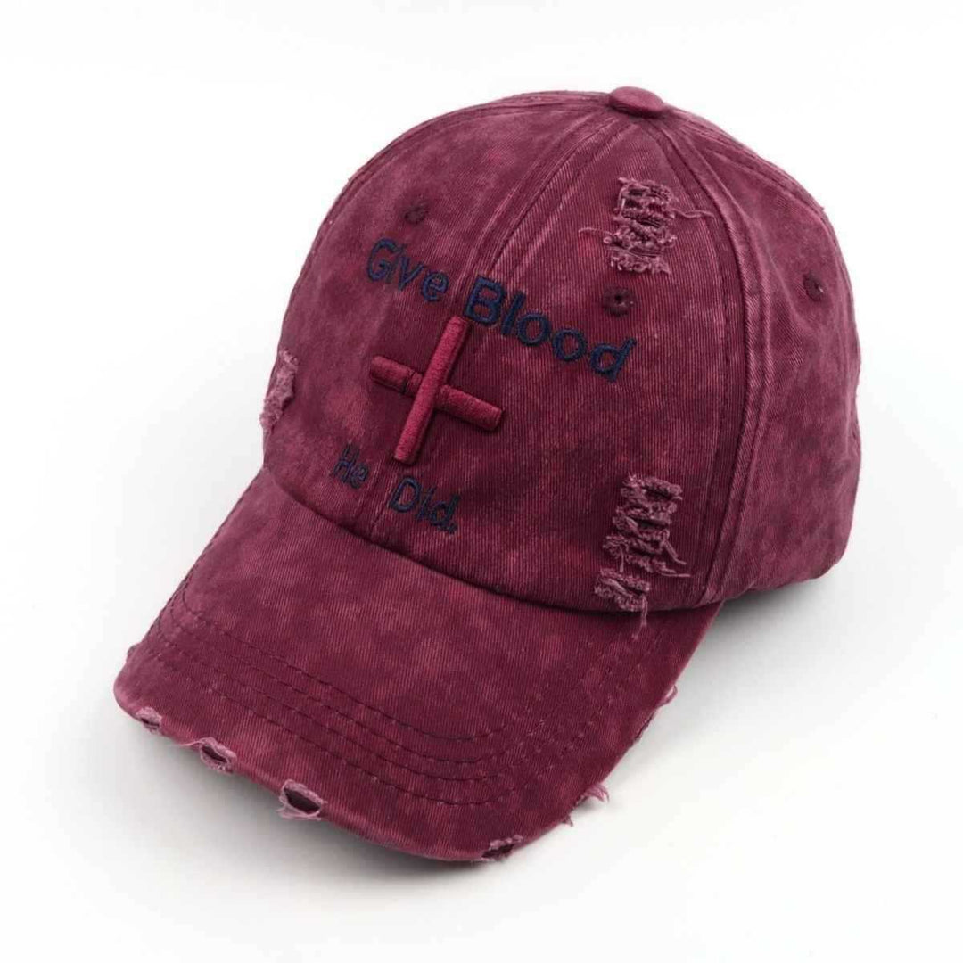 Women's Distressed Graphic Baseball Cap with Inspirational Message Bowlift