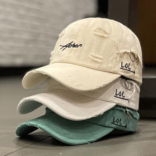 Men's Distressed Denim Cap Bowlift