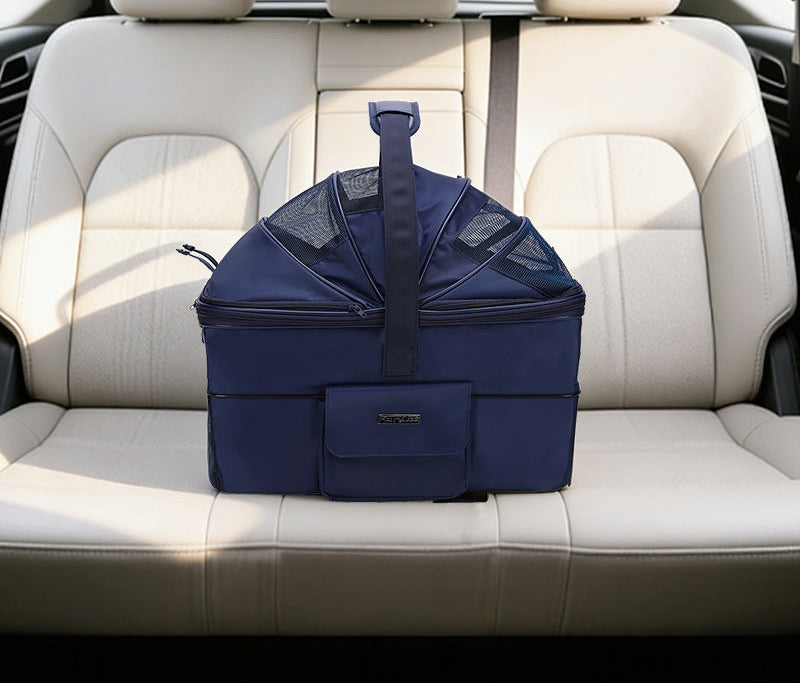 collapsible breathable pet carrier bag with reinforced base and padded handles Bowlift