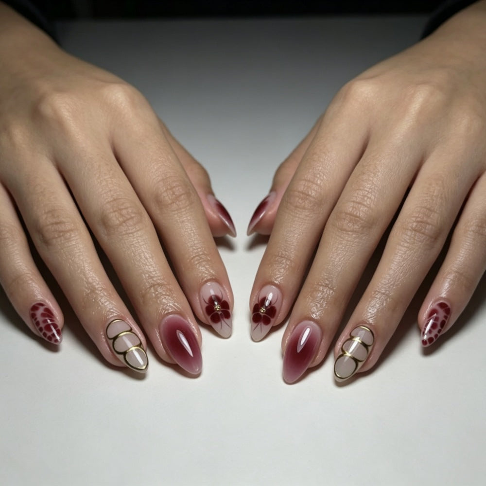 Artistic Floral Design Press-On Nails