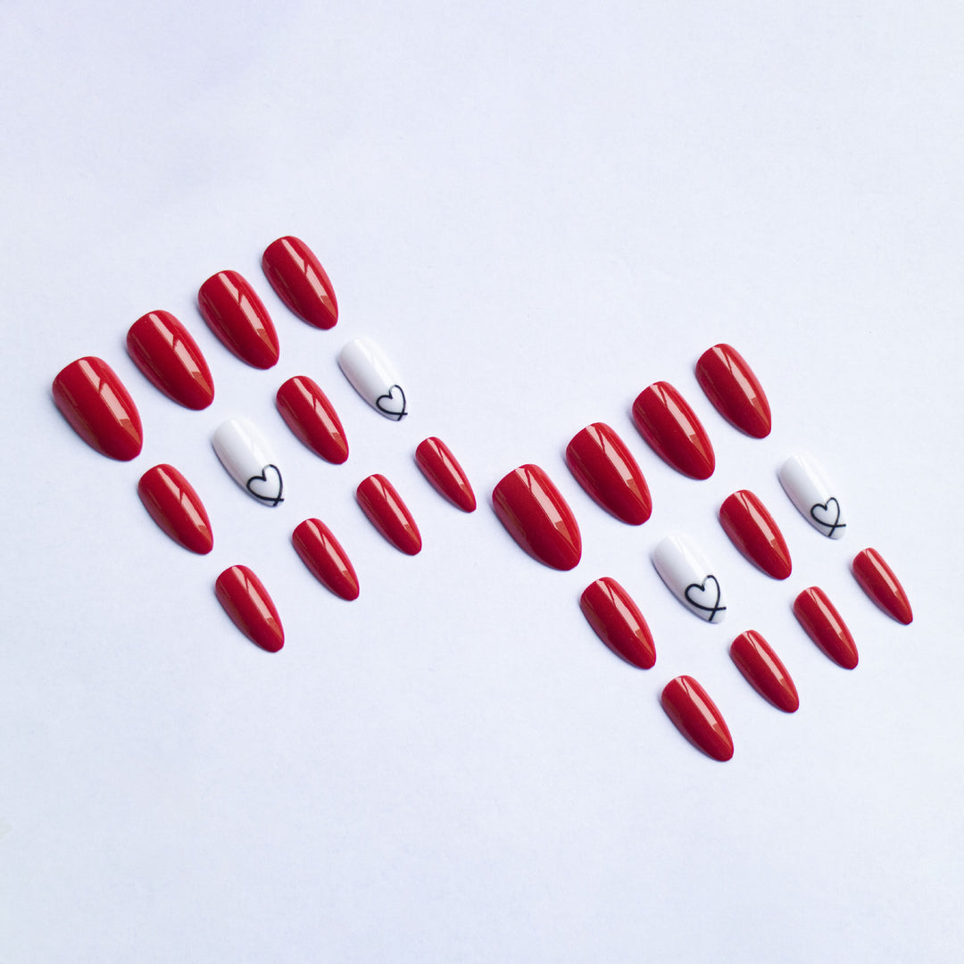 Heart-Themed Artistic Nail Design