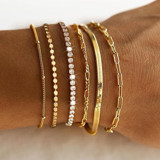 Multi-Layered Silver Charm Bracelet Set Bowlift