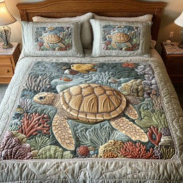 Quilted Tree Of Life Comforter Set With Embroidered Jacquard Cover And Matching Shams