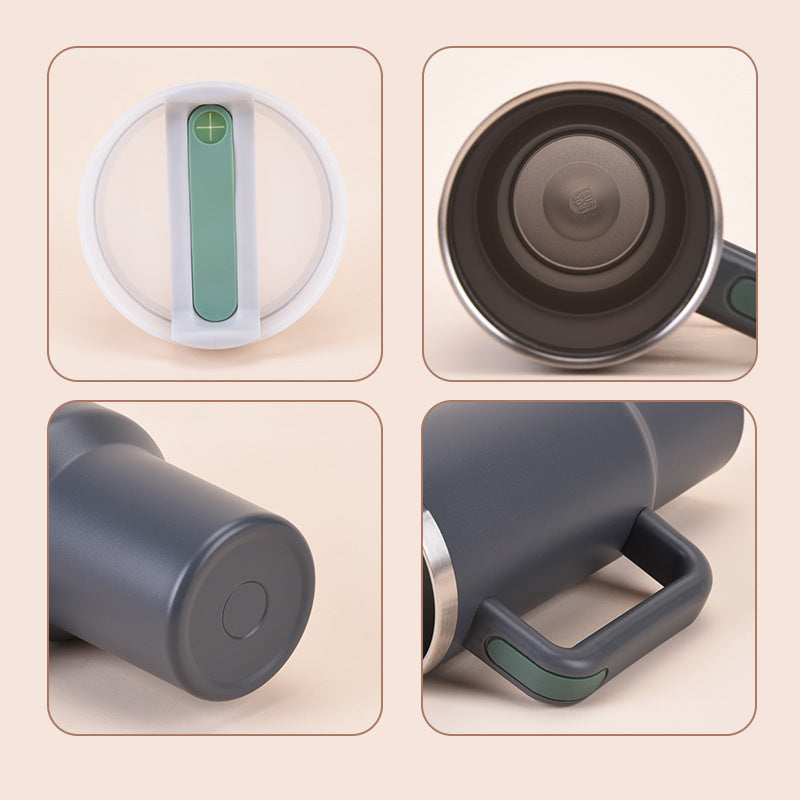 Stainless Steel Insulated Travel Tumbler With Ergonomic Handle And Bpa-Free Straw Lid