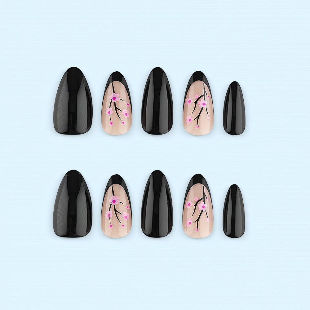 Trendy Artificial Nails with Floral Accents Bowlift