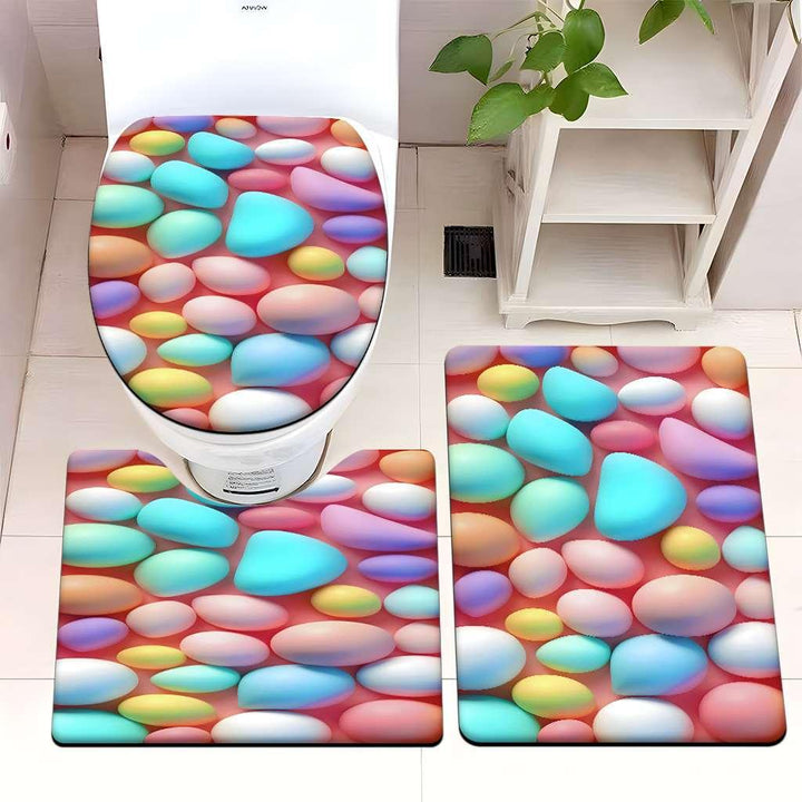 Decorative Pebble Bathroom Mat Set Bowlift