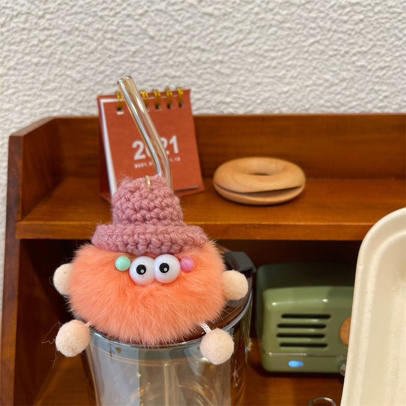 Playful Fuzzy Character Keychain Bowlift