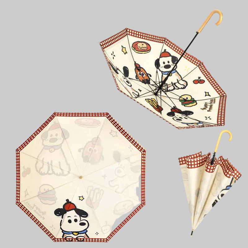 Ladies Foldable Umbrella with Playful Animal Design Bowlift