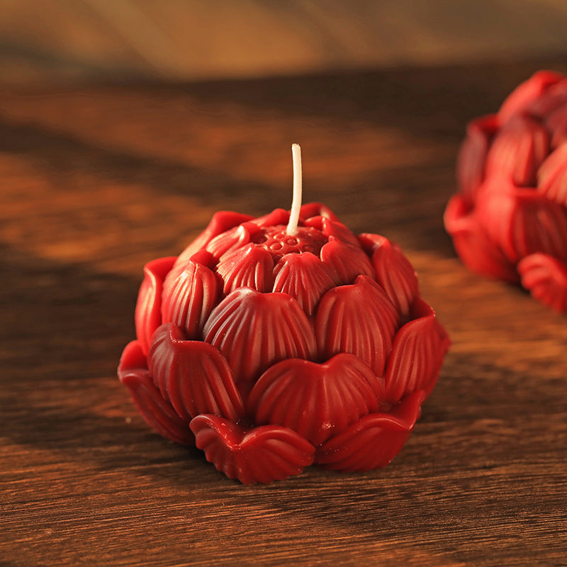 Ribbed Stacked Sphere Decorative Scented Pillar Candle With Long Cotton Wick