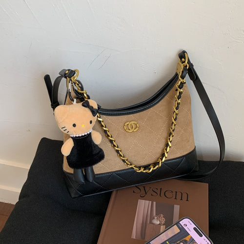 Quilted Suede Shoulder Bag Bowlift
