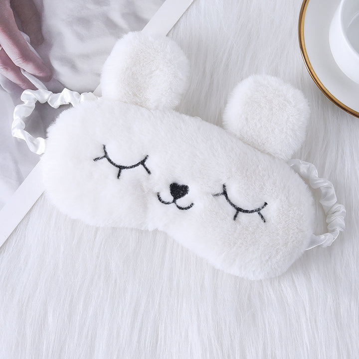 Ladies nan cozy unicorn sleep mask with embroidered eyelashes, soft plush and elastic ruffled ribbon Bowlift