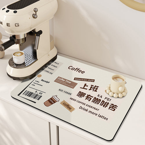 Coffee-Themed Kitchen Counter Mat