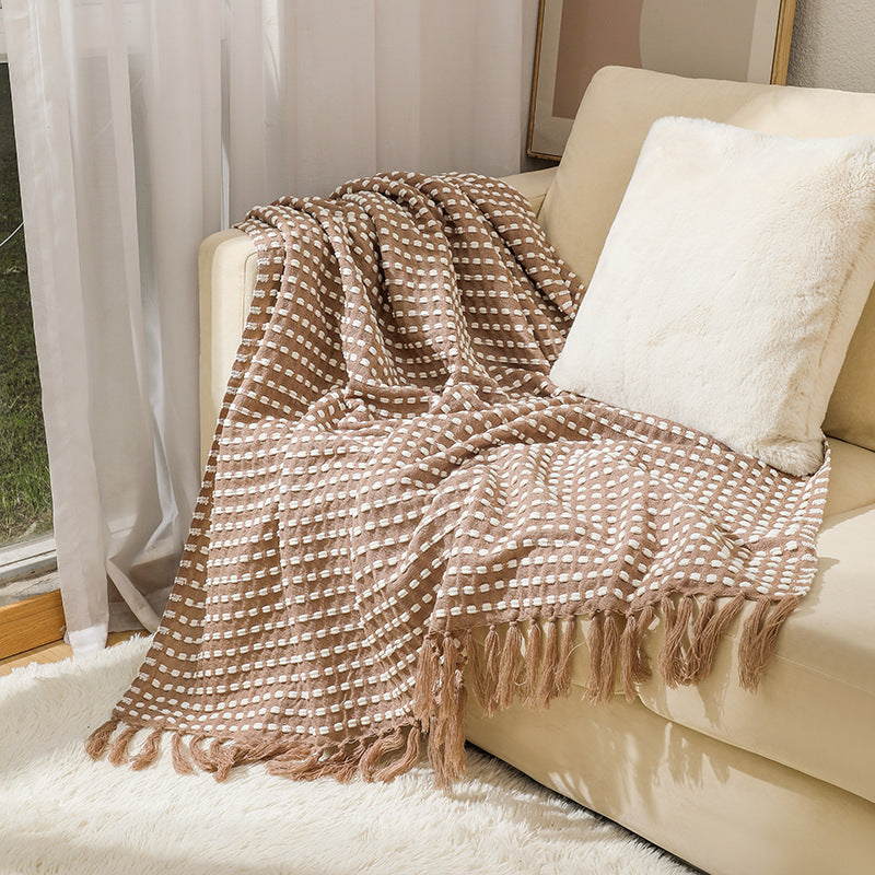 Textured Cotton Throw Blanket Bowlift