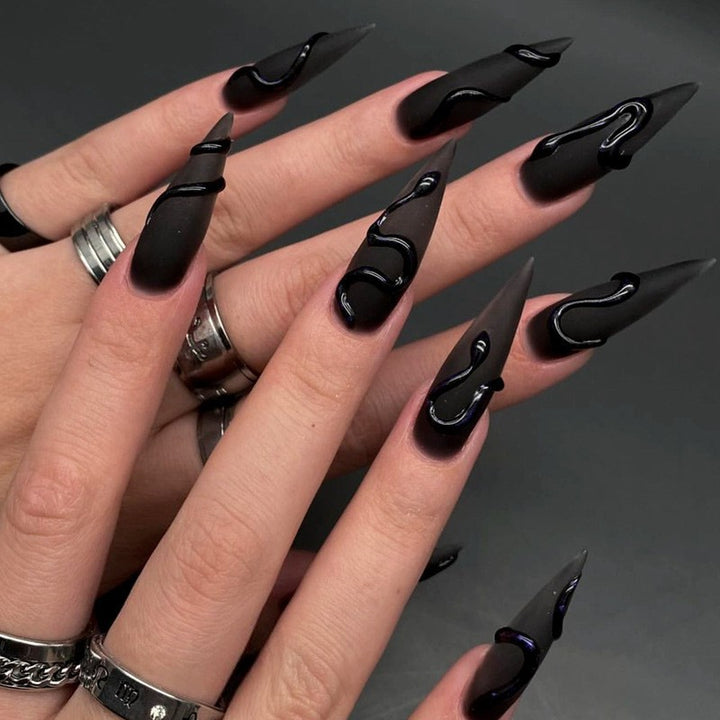 Stylish artificial nail set with glittering ombre effect Bowlift