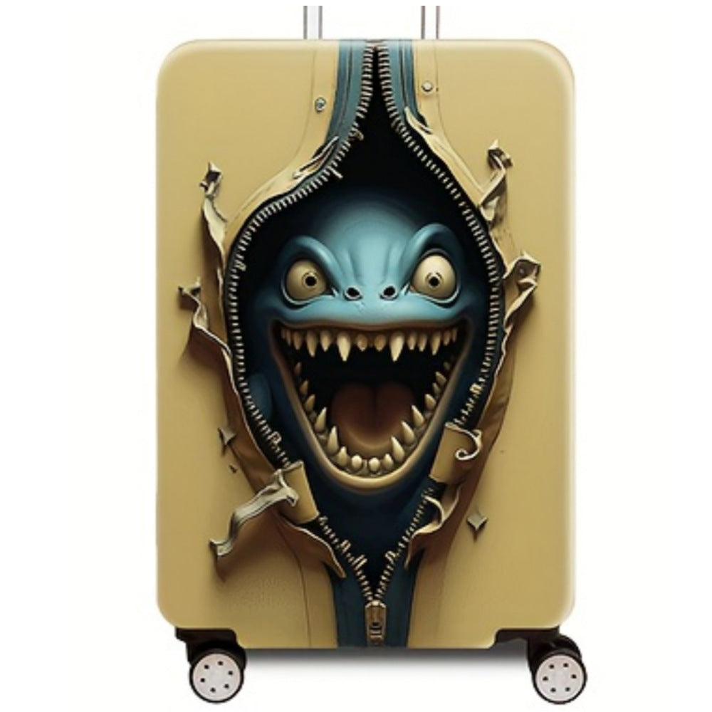 Women's Hard Shell Suitcase with Creative Monster Design Bowlift