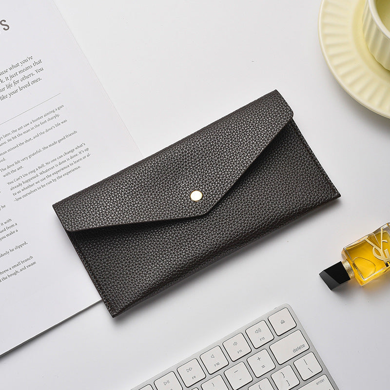 Elegant Textured Leather Clutch Wallet Bowlift