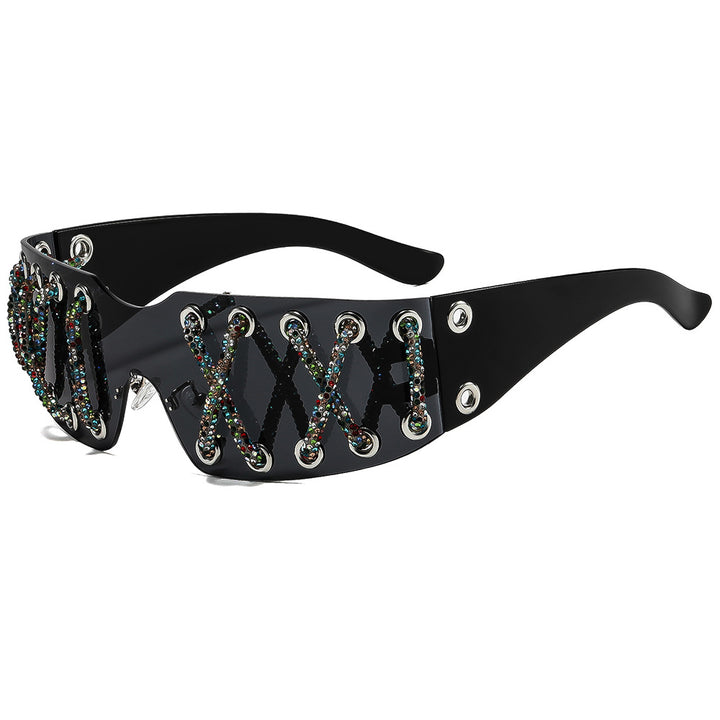 Women futuristic design sunglasses with unique decor Bowlift
