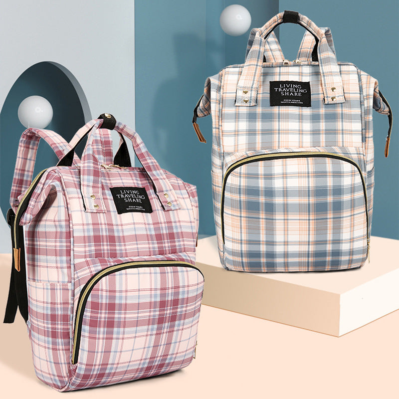 Checkered Pattern Travel Backpack Bowlift