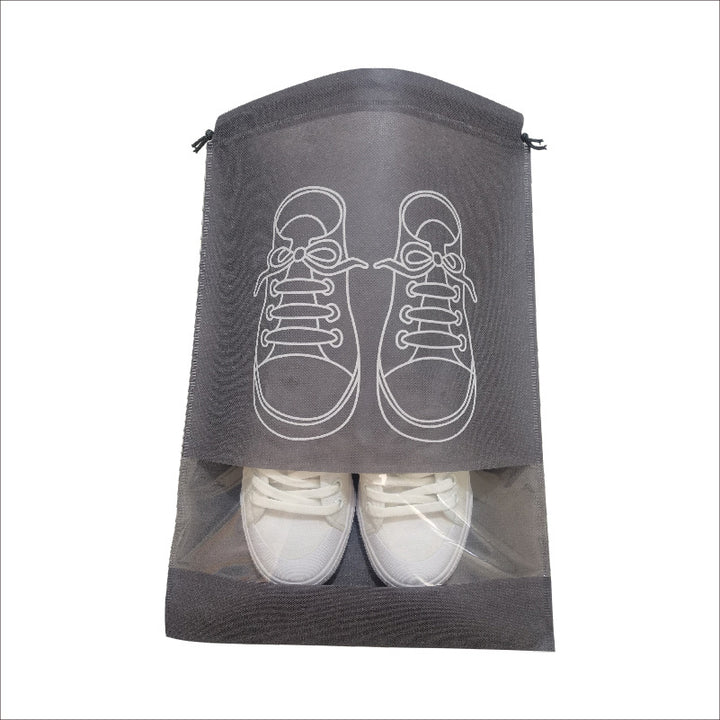 Unisex Travel Shoe Storage Bag with Transparent Window Drawstring Closure and Breathable Non-Woven Mesh Organizer Bowlift